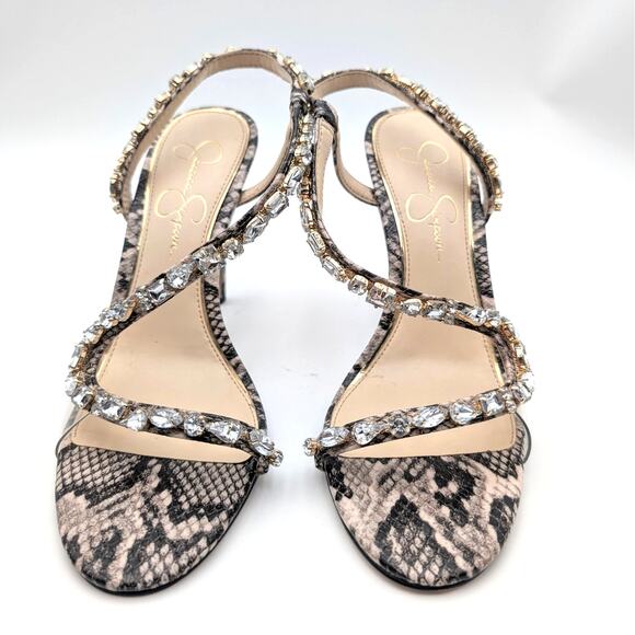 Jessica Simpson Jaycin Heel Sandal Women's Black/White Size US8.5M EU39.5 - Picture 2 of 10